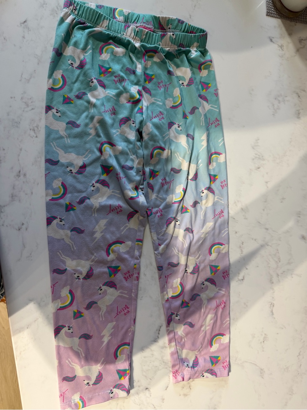Betsey Johnson Girls Unicorn Gradient Pajama Bottoms - Aqua, Lavender, Pink